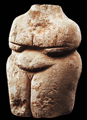 Goddess or Woman figurine -no head- from Anatolia, circa 4200-3700 BC, made Limestone, - late Neolithic age, height 23.5 cm