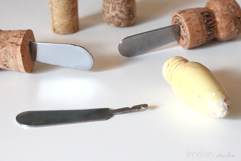 DIY Wine Cork & Champagne Cork Cheese Spreaders » Limefish Studio