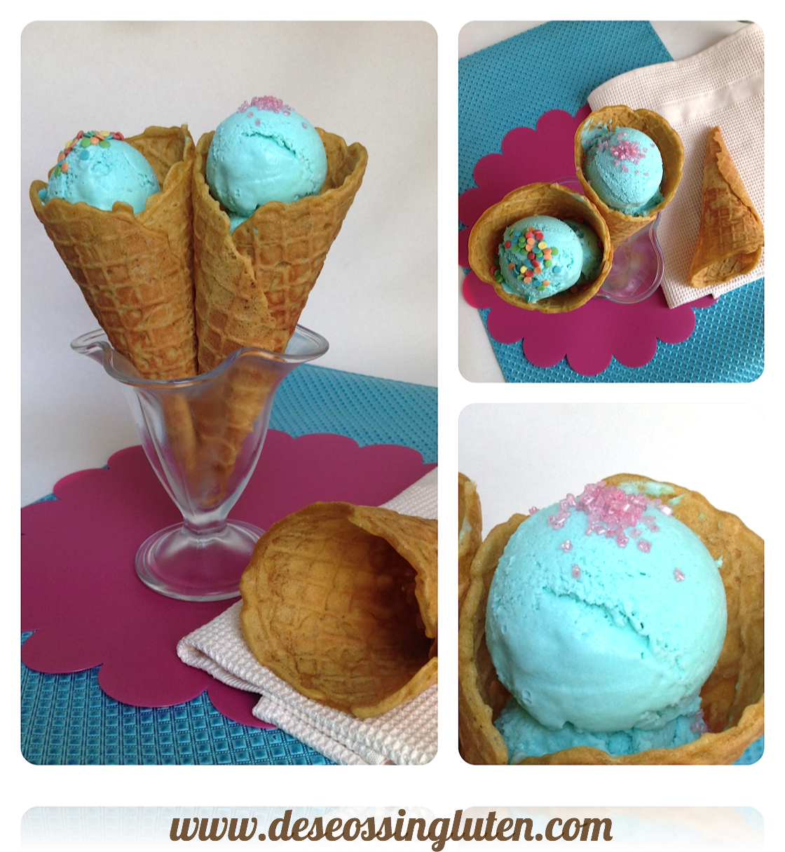 Deseos Sin Gluten HELADO PITUFO DE YOGURT CON BARQUILLO SIN GLUTEN