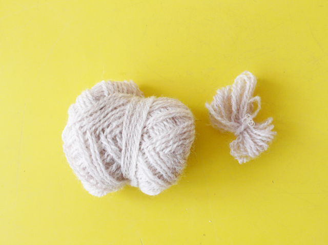 Remnants of white wool from my Gran's old sewing box.
