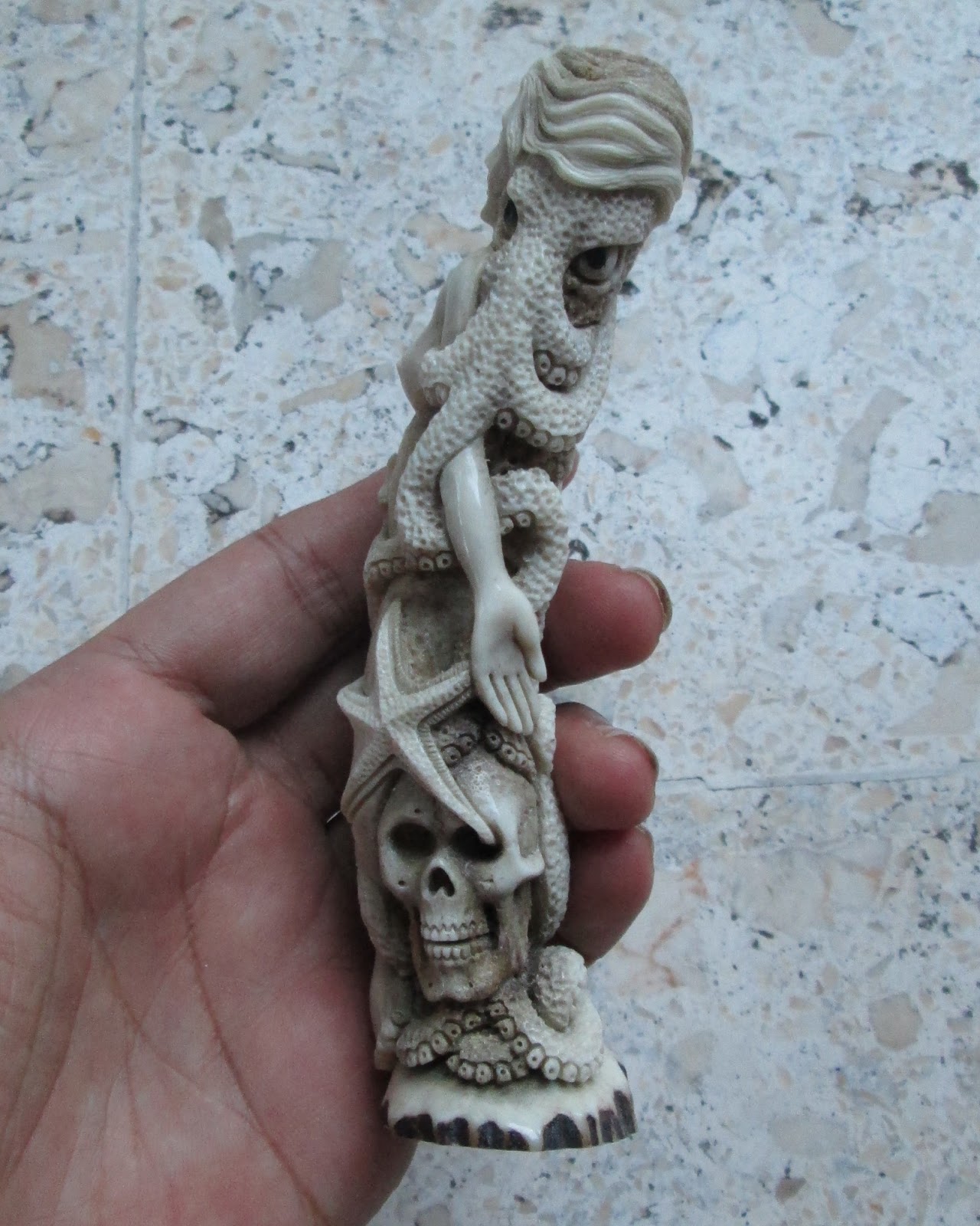 Octopus Skull Snail Mermaid Handle/Standing Carving Octopus Skull Snail Mermaid Handle/Standing Carving