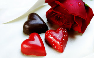 Heart Shaped Chocolate and Red Rose HD Wallpaper