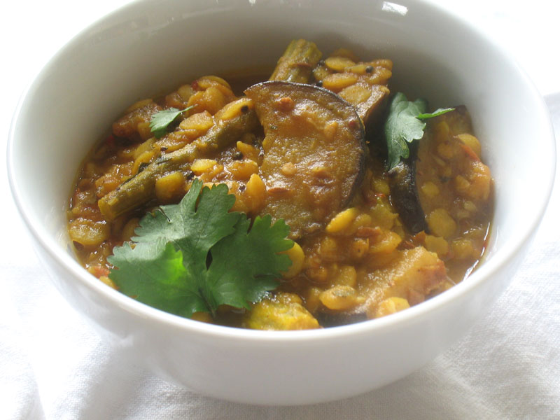 Drumstick Sambar with Seared Eggplant Lisa's Kitchen Vegetarian