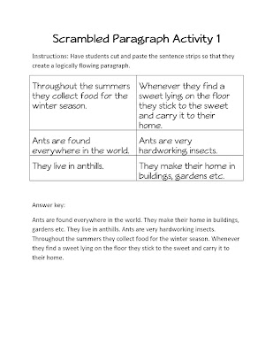 "That's What the Teacher Said...": Scrambled Paragraphs Activity Packet