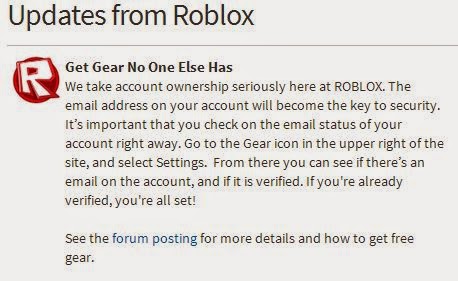 Unofficial Roblox How To Get Gear On Roblox For Verifying Your E Mail
