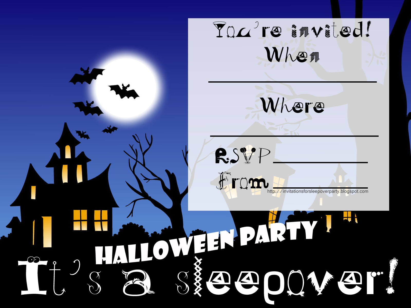free sleepover invitations