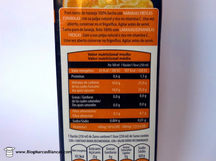 Valores nutricionales del Zumo exprimido de naranja Rio D'Oro de Aldi fabricado por J. García Carrión (Don Simón) en Villanueva de los Castillejos (Huelva). Valores nutricionales del Zumo exprimido de naranja Rio D'Oro de Aldi fabricado por J. García Carrión (Don Simón) en Villanueva de los Castillejos (Huelva).