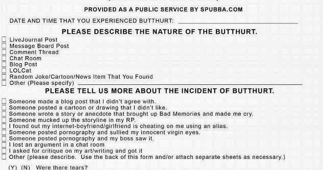 butthurt report forms bobs blitz butthurt report form
