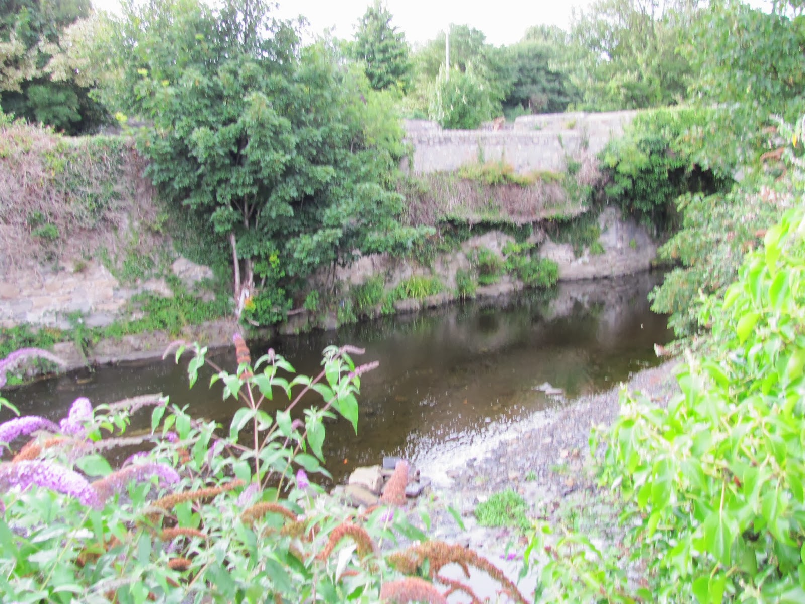 River Dodder Wall A wall holds the River Dodder in its banks in Dublin, Ireland