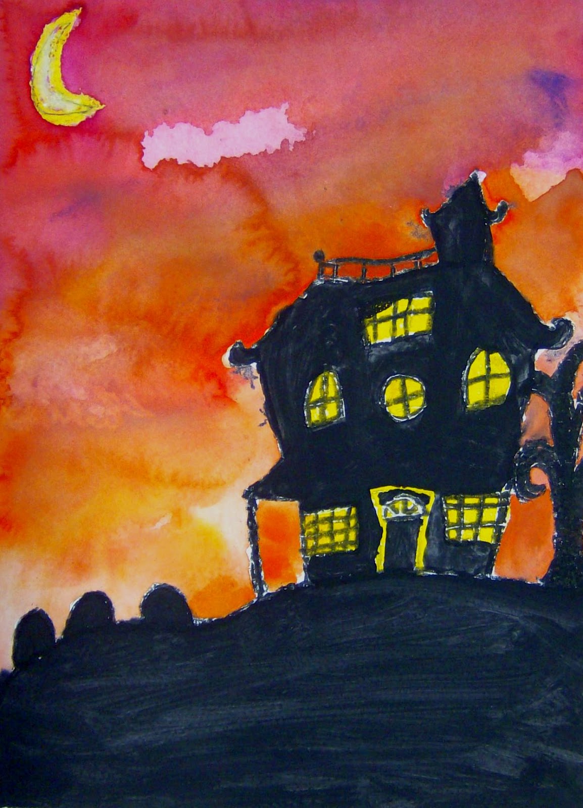 Blackfoot Art Center Haunted Houses in Mixed Media