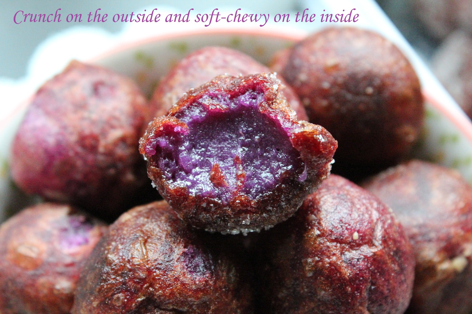 Honey Bee Sweets Fried Purple Sweet Potato Balls (?????????QQ???) and Happy 2013!