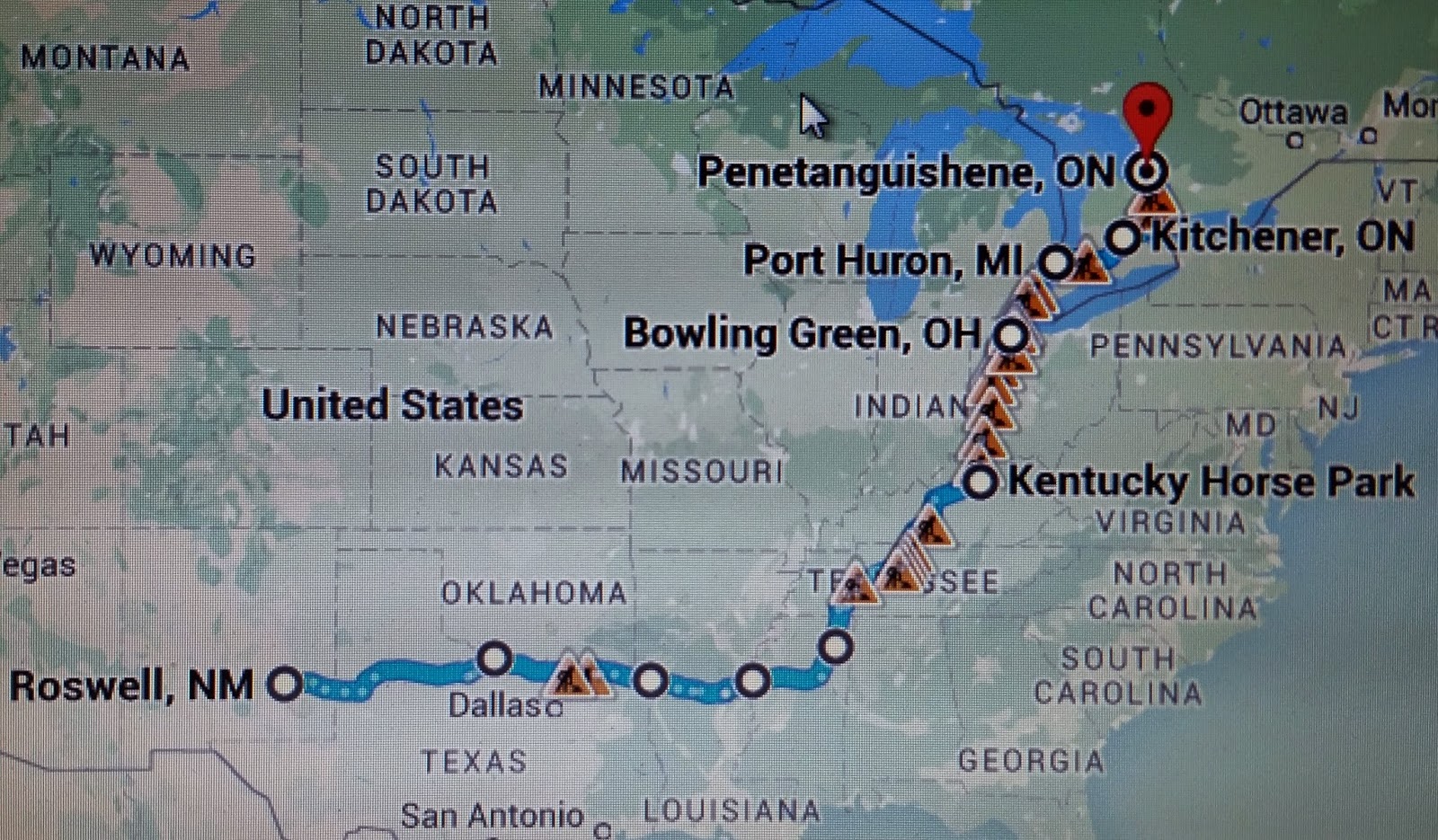 the map shows our final route home from roswell new mexico for the first few days we drove 350 to 450 miles per day longer than usual the map shows our final route home from roswell new mexico for the first few days we drove 350 to 450 miles per day longer than usual