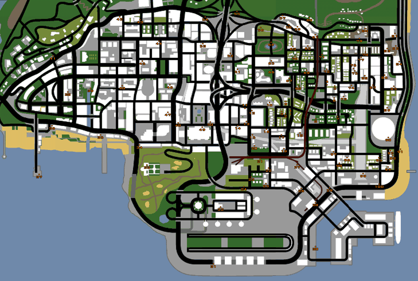 GTA SAN ANDREAS PS2 Map Koordinat horseshoes,importexport,hiddenchallenges,oystermap,snapshots
