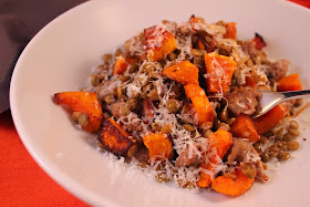 Lentils with sausage and roasted butternut squash
