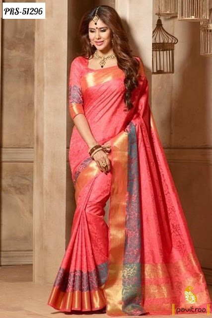 pink art silk party wear saree for Indian culture event republic day 
