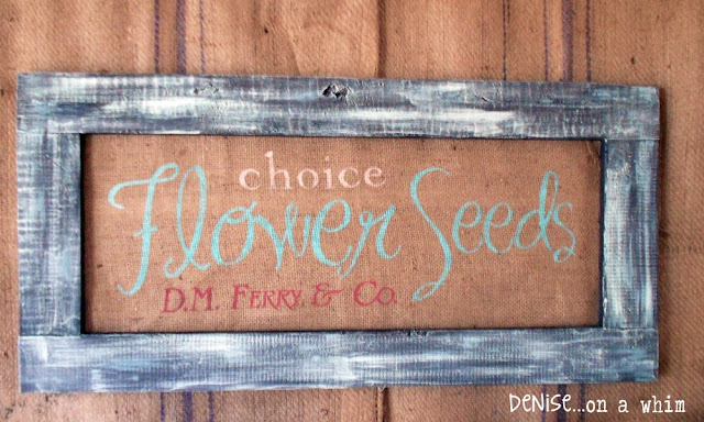 Seed packet graphic on burlap