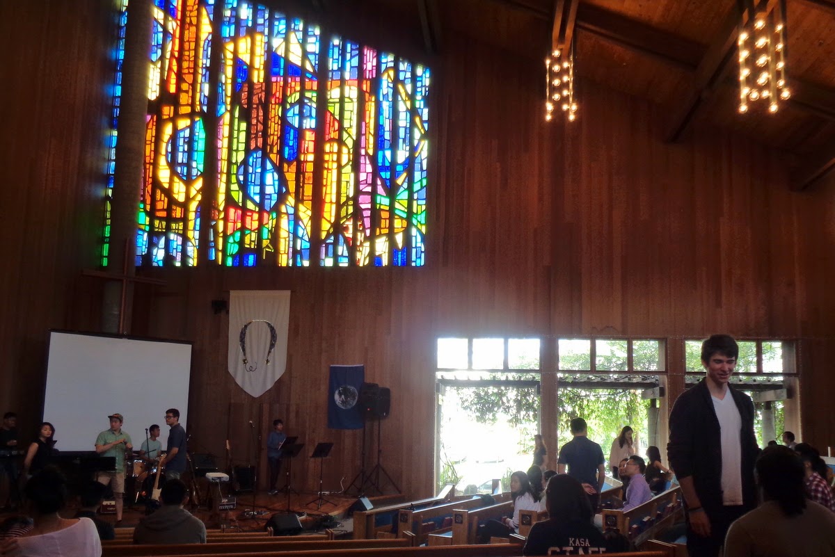 inside sanctuary as worship team prepares