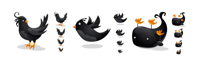 Twitterのキャラクターを黒で再現したかわいくてクールなキャラクターアイコン | モノクロのソーシャルアイコン素材まとめ