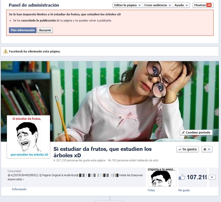 Me eliminaron mi página del facebook Me eliminaron mi página del facebook