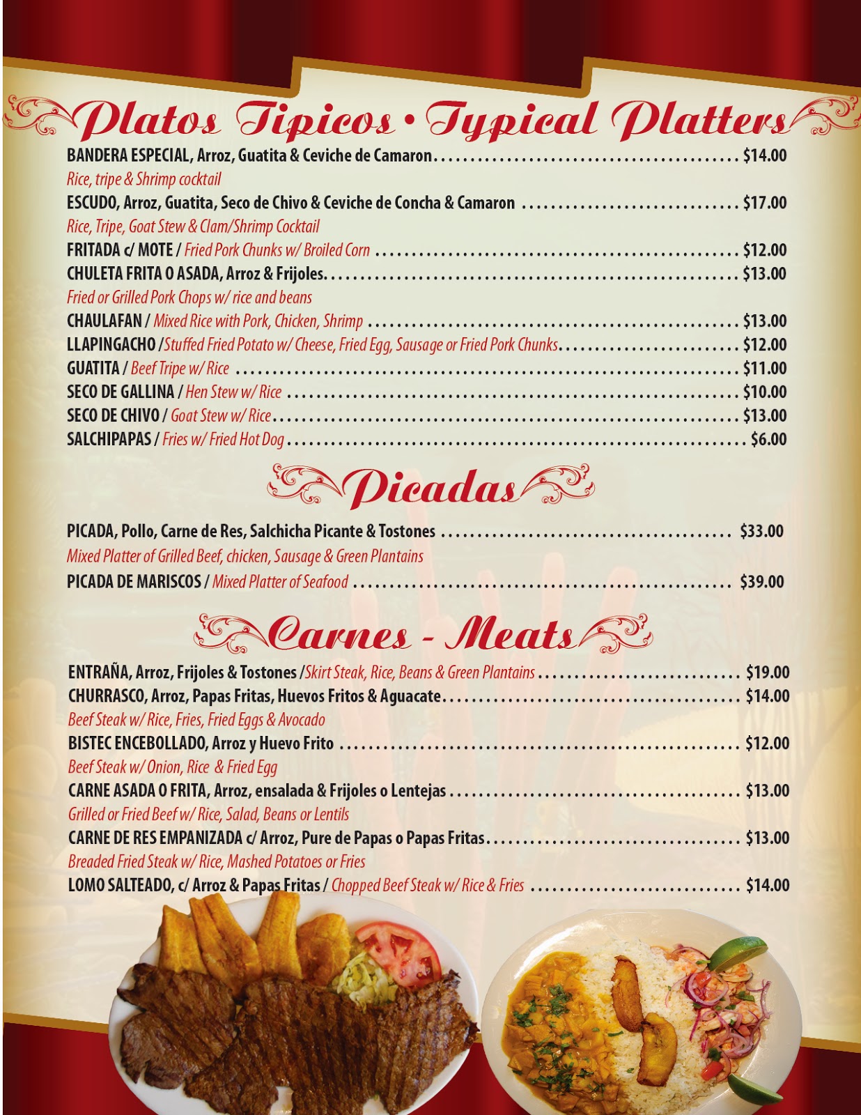 La Puntilla Ecuadorian Bar & Restaurant Menu