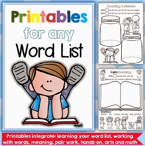 Printables for any word list bundle from Clever Classroom