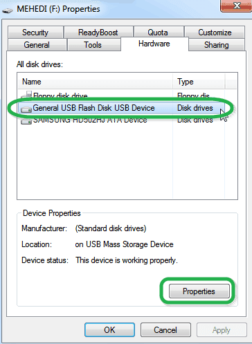 Change Flash Drive Hardware Properties in Windows Change Flash Drive Hardware Properties in Windows
