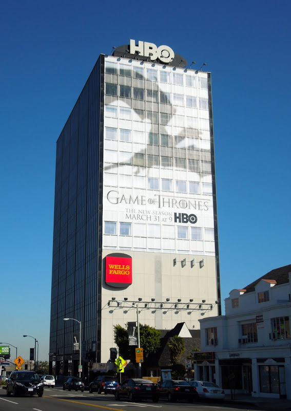 Giant Game of Thrones season 3 billboard Sunset Strip Game of Thrones dragon shadow season 3 billboard