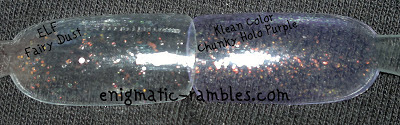 swatch-dupe-comparison-elf-eyes-lips-face-fairy-dust-klean-color-chunky-holo-purple