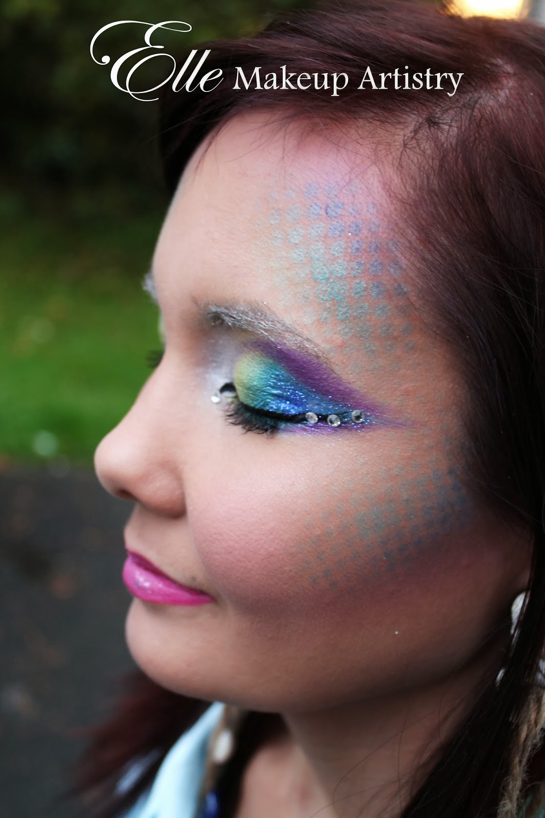 Elle Makeup Artist Halloween Makeup Colorful Mermaid with Shimmering