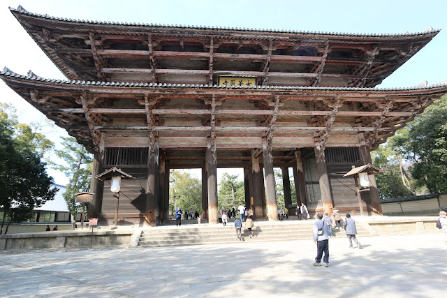 Nan-dai-mon (the Great Southern Gate) of Todai-ji Temple is popular for Buddhist statues over 8 metres tall at Nara Park, Japan Nan-dai-mon (the Great Southern Gate) of Todai-ji Temple is popular for Buddhist statues over 8 metres tall at Nara Park, Japan