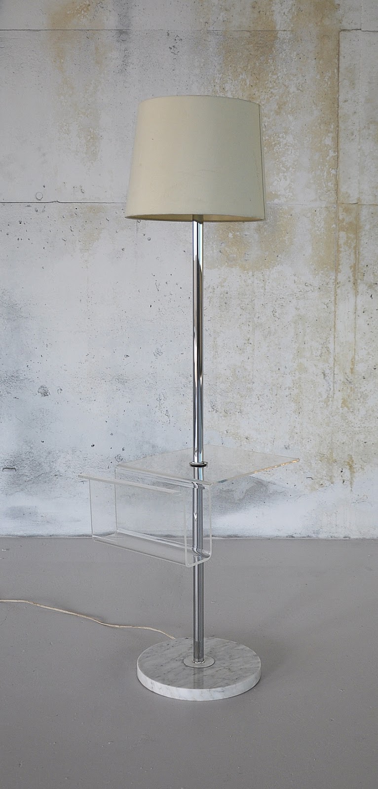 SELECT MODERN Hollywood Regency Chrome, Lucite & Marble Floor Lamp