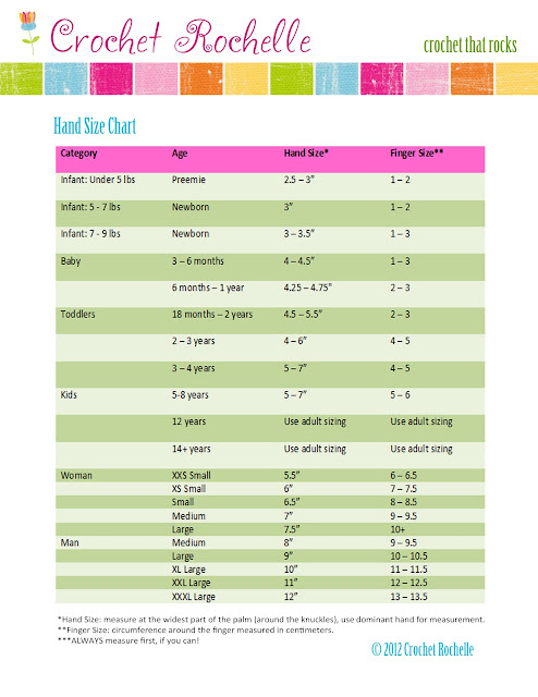 crochet rochelle hand size chart just my size size chart