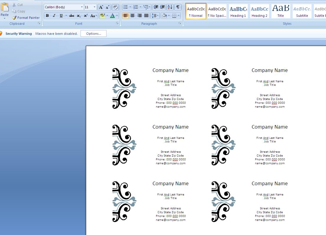 Avery Template 8371 For Microsoft Word 2010