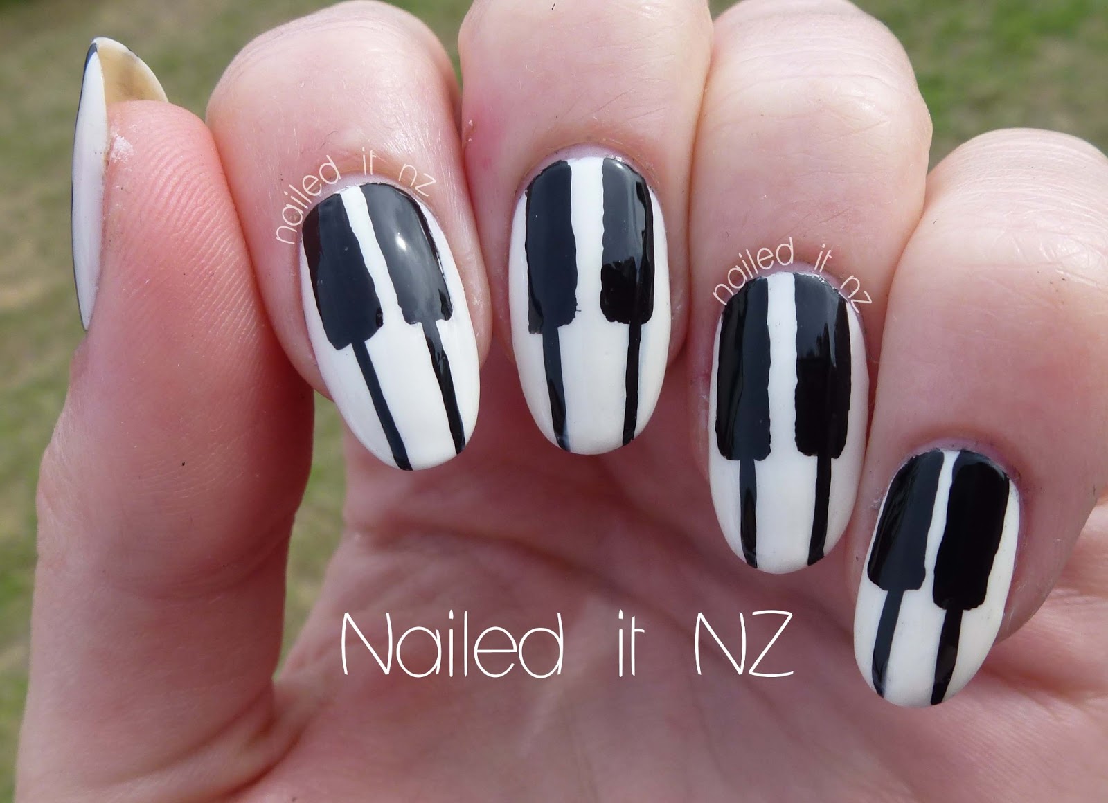 3. Black and White Piano Key Nails - wide 1