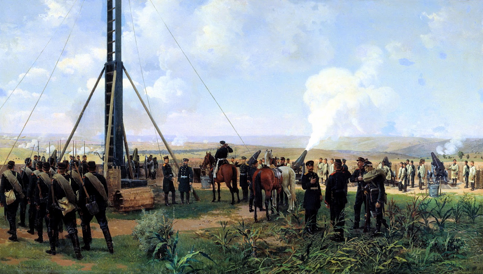 Guerre Russo-Turque (1875) Nikolai+Dmitriev-Orenburgsky+-+Artillery+Battle+at+Plevna.+Siege+Battery