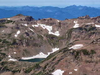 A view from the Pacific Crest Trail of Goat Lake A view from the Pacific Crest Trail of Goat Lake