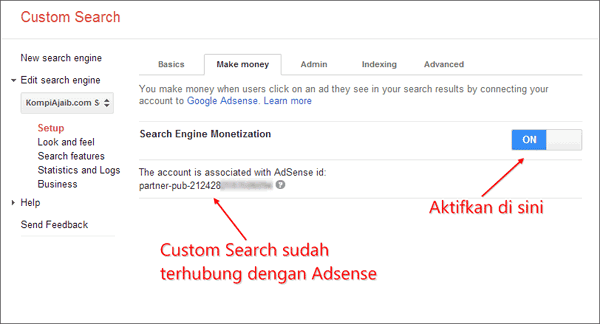Screenshot Mengubungkan Adsense Dengan Custom Search Mengubungkan Adsense Dengan Custom Search
