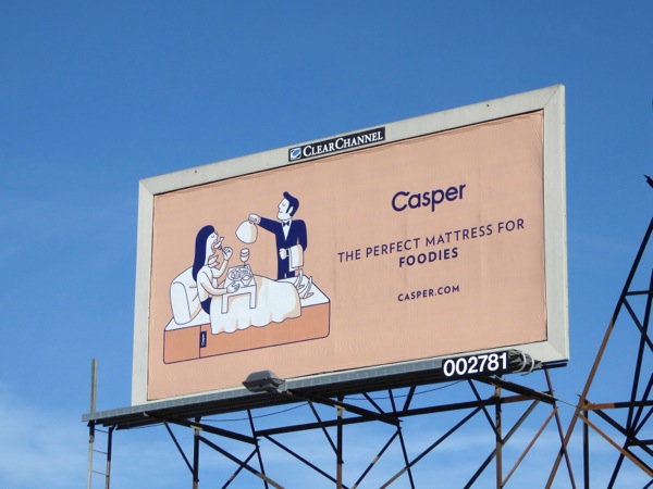 Casper The perfect mattress for foodies billboard La Cienega Boulevard Casper mattress foodies billboard