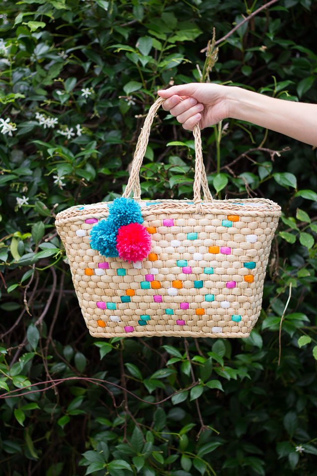 Thrifty DIY: Painted Straw Tote Bag