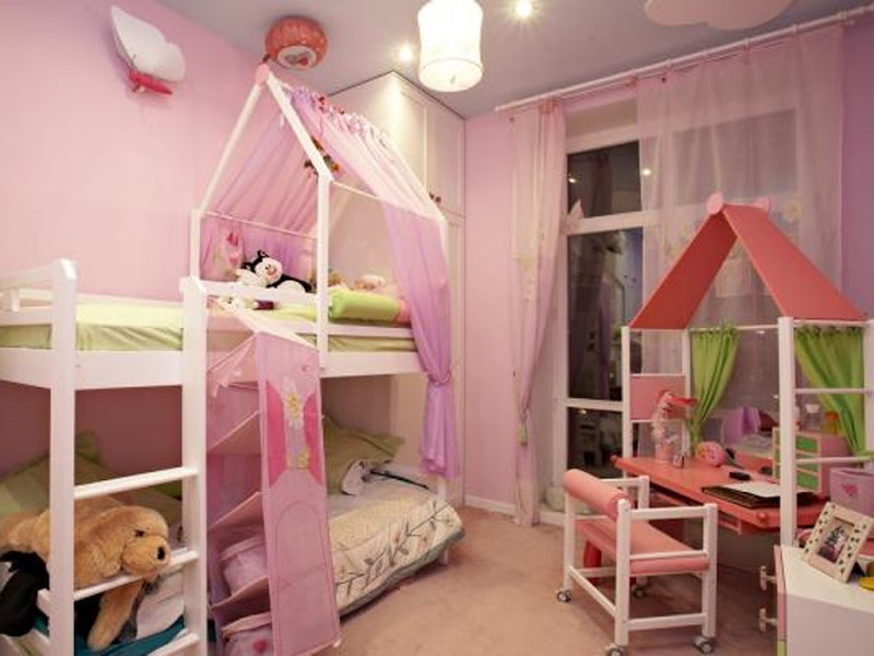 Pink bedroom with white color combination title=