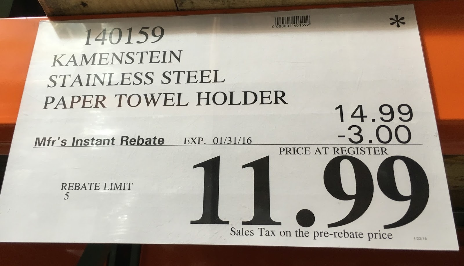 Kamenstein Stainless Steel Paper Towel Holder Costco Weekender