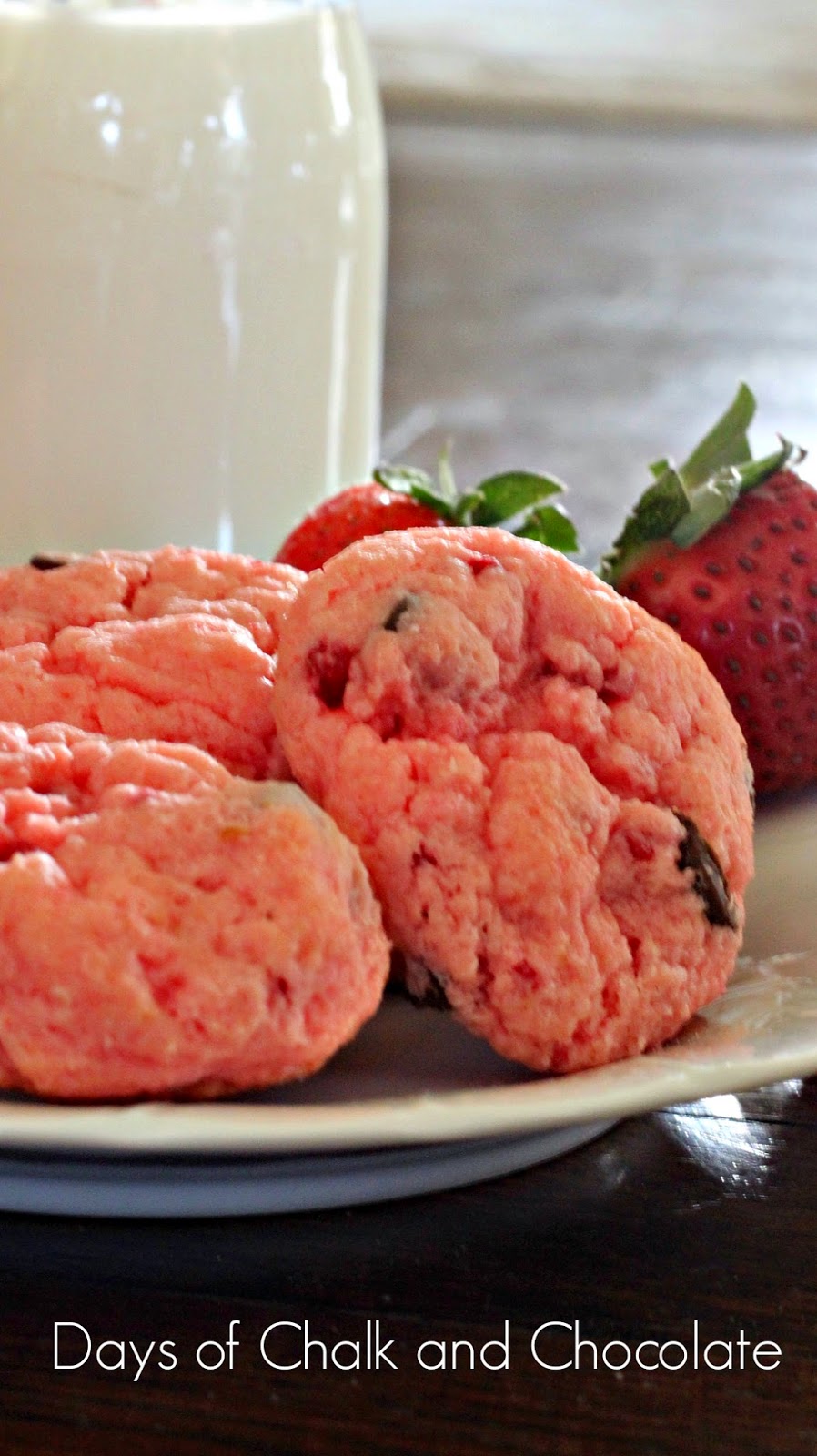 Strawberry Chocolate Chip Cookies (Cake Mix Cookies) Days of Chalk
