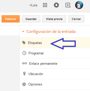 Cómo crear una etiqueta en una entrada de Blogger