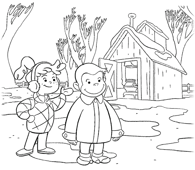 Curious George coloring pages for kids, printable for free