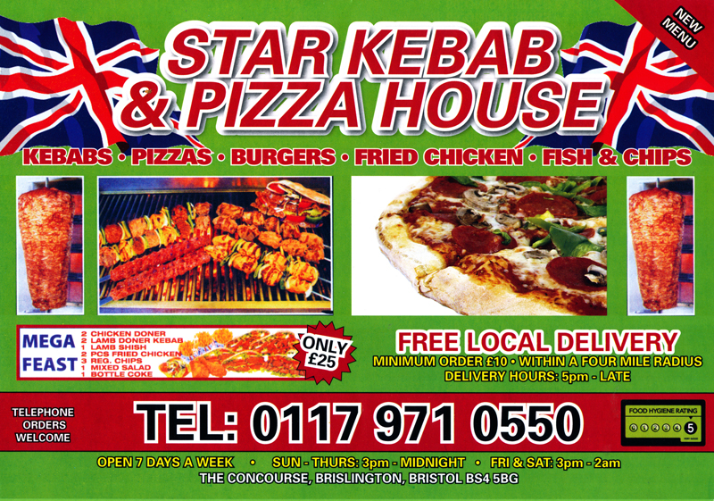 Museum of Takeaway Menu Art Star Kebab & Pizza House Bristol 2015