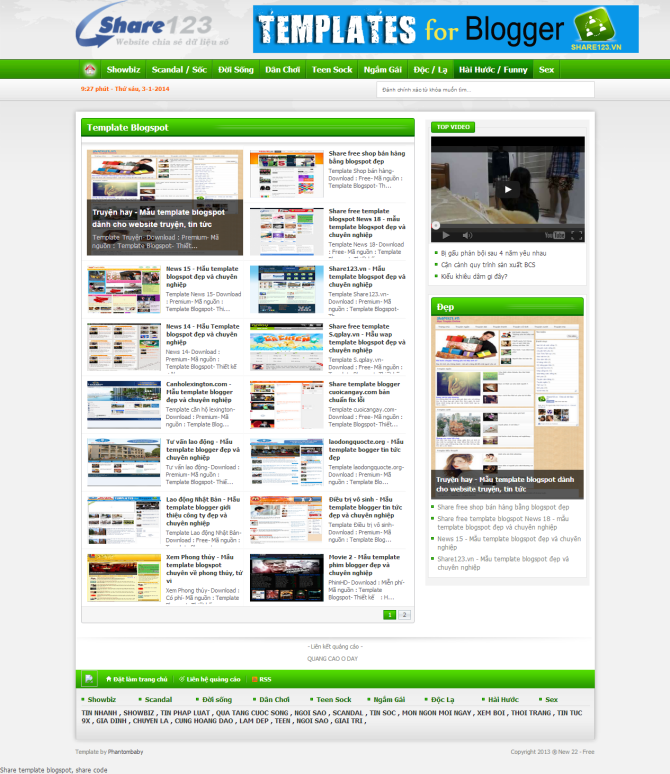 Share template blogspot dạng tin tức, giải trí cực đẹp Share template blogspot dạng tin tức, giải trí cực đẹp