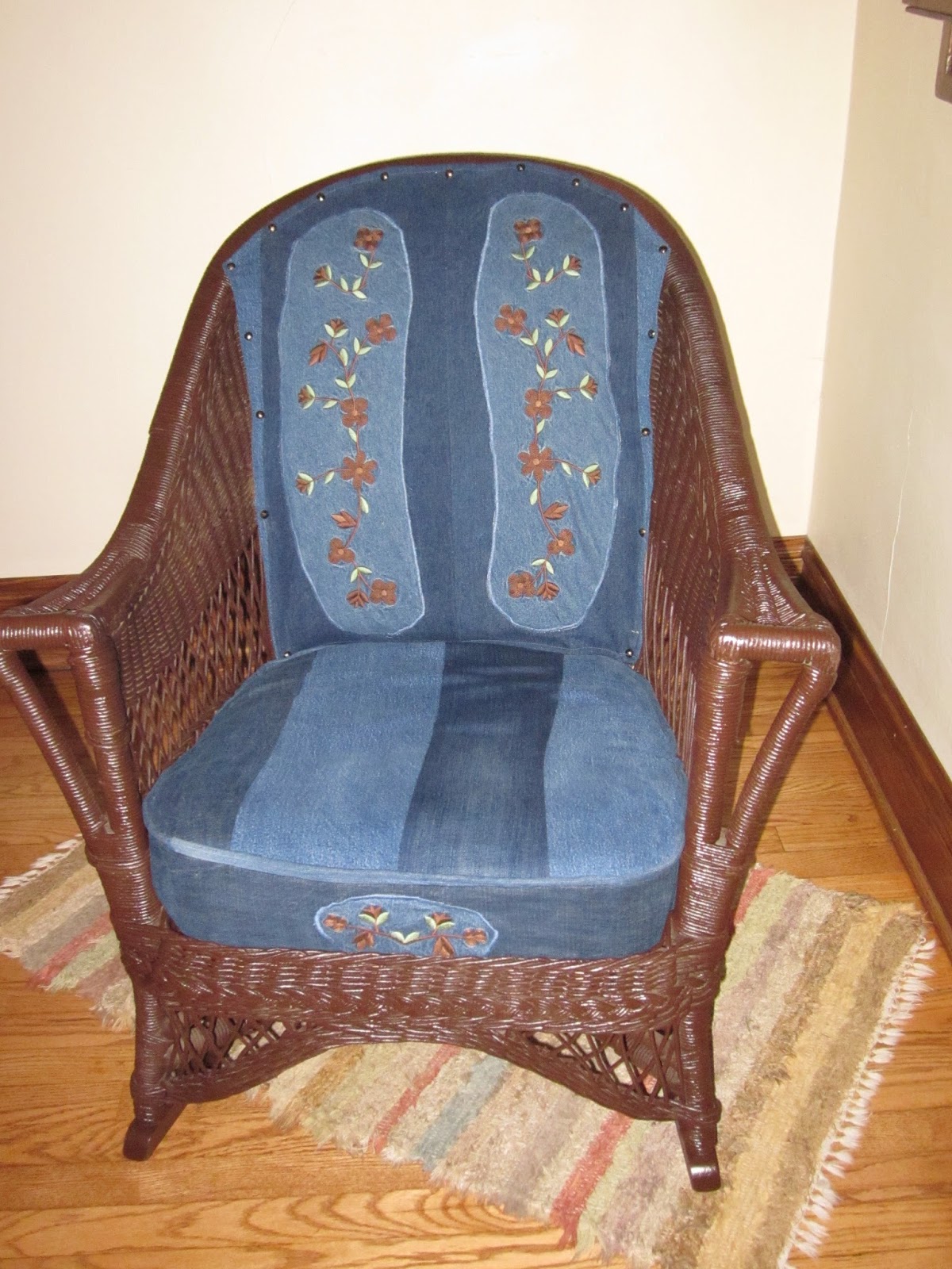 Blue Janes Bags Reupholstered Chair Using Recycled Denim Blue Jeans