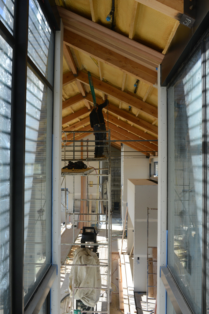 Nevada House Build 2017 12 13 Sheetrock, Cedar Ceiling, Trellis