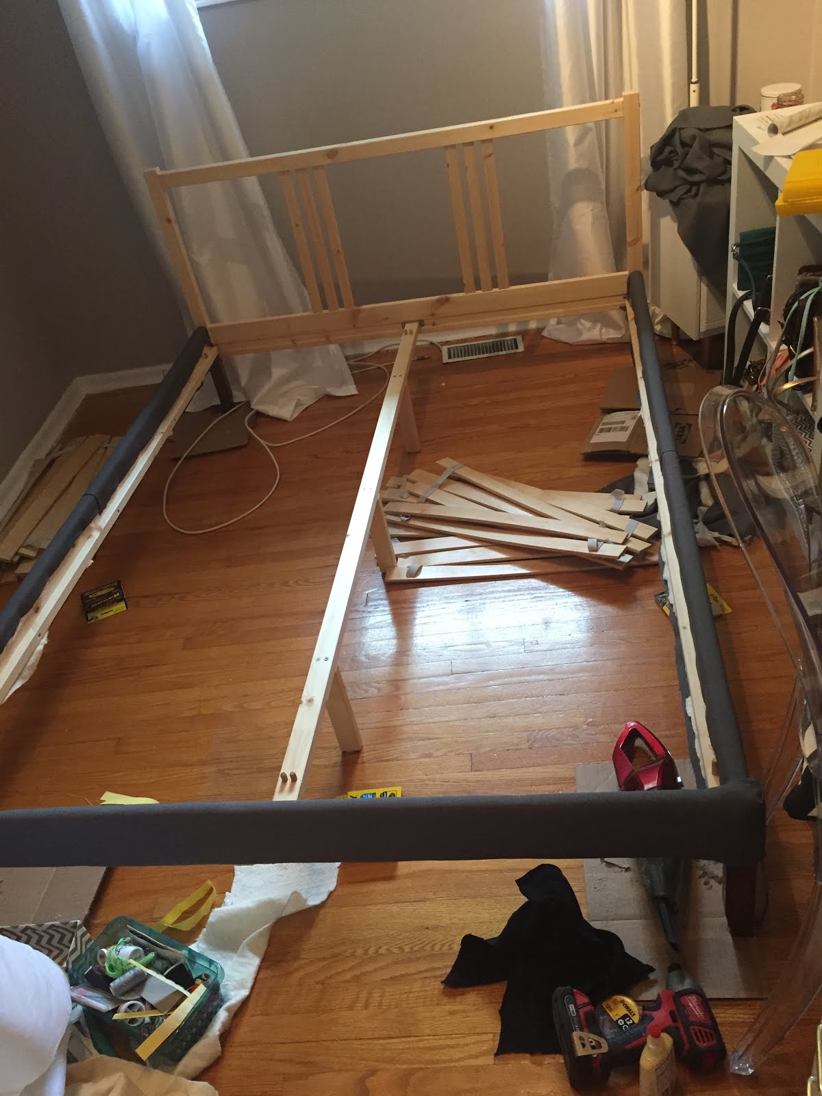 Leather and Lace DIY Upholstered Bed Ikea Fjellse Hack