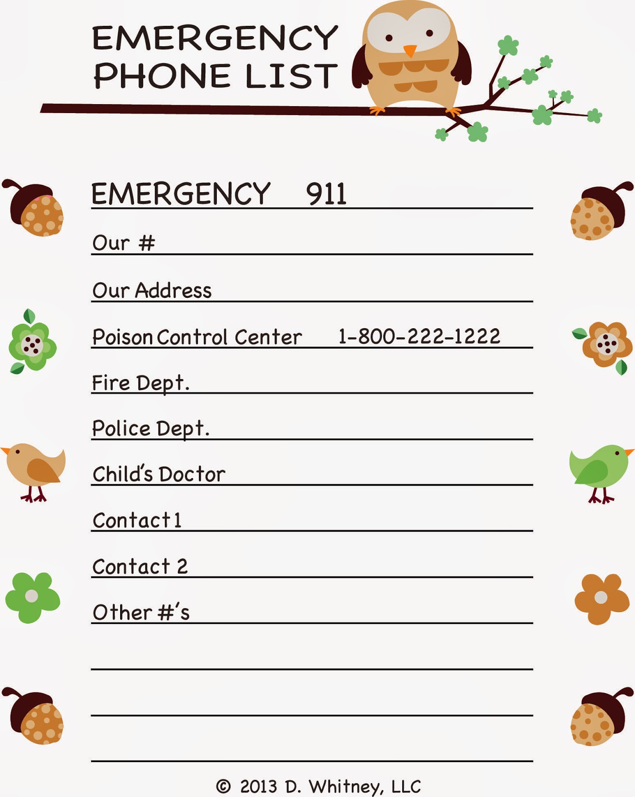 printable phone number lists